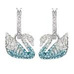 Ikonikus hattyú fülbevaló fehér kék swarovski kristályokkal