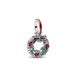 Karácsonyi koszorú függő ezüst charm