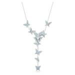 Lilia ezüst színű  kék pillangós Y nyaklánc