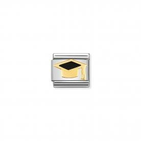 Nomination Arany diplomaosztó kalap charm tűzzománccal 030223-08