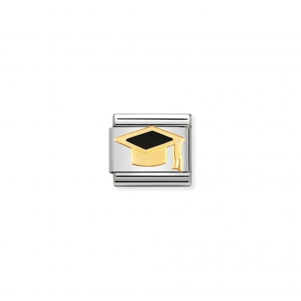 Nomination Arany diplomaosztó kalap charm tűzzománccal 030223-08