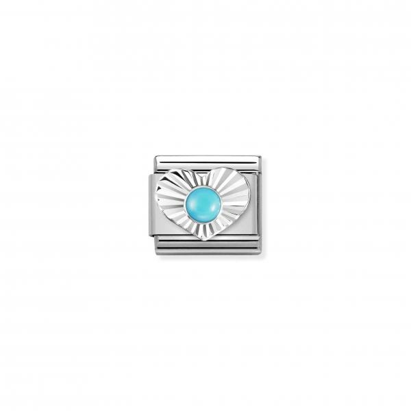 Nomination Ezüst szív türkizzel charm 330508-06