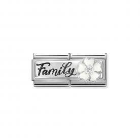 Nomination Family dupla ezüst charm fehér virággal 330734-17