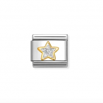 Nomination Fehér glitter csillag arany foglalatban charm 030220-19