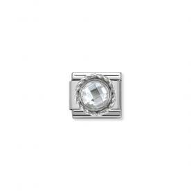 Nomination Fehér kő ezüst foglalatban charm 330601-010