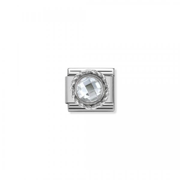 Nomination Fehér kő ezüst foglalatban charm 330601-010