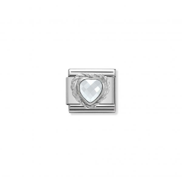 Nomination Fehér szív ezüst színű charm 330603-010