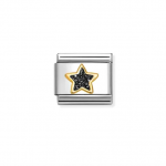 Nomination Fekete glitter csillag arany foglalatban charm 030220-20