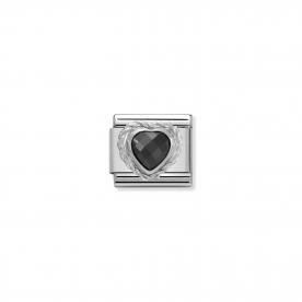 Nomination Fekete szív ezüst színű charm 330603-011