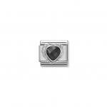 Nomination Fekete szív ezüst színű charm 330603-011