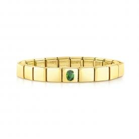 Nomination Glam arany színű karkötő zöld ovális cirkóniával 239103-15