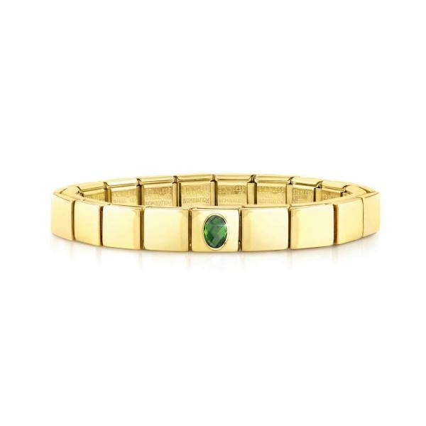 Nomination Glam arany színű karkötő zöld ovális cirkóniával 239103-15
