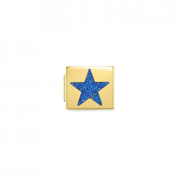 Nomination Glam kék csillogó csillag arany színű charm 230204-01
