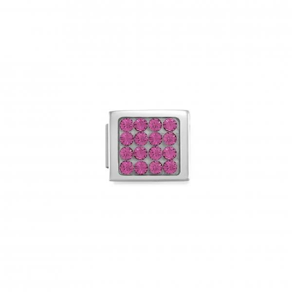 Nomination Glam pink cirkónia négyzet ezüst charm 230601-06