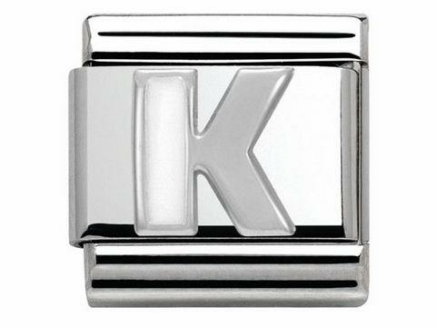 Nomination K betű ezüst charm tűzzománccal 330205-11