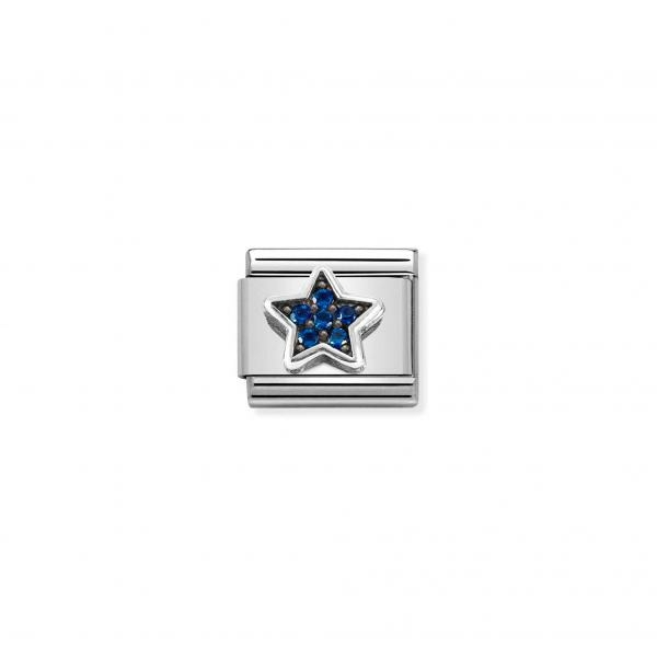 Nomination Kék csillag cirkóniával ezüst színű charm 330323-09