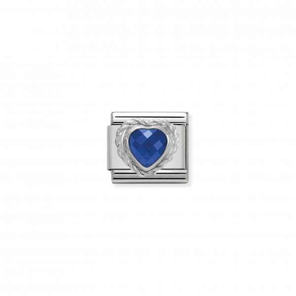 Nomination Kék szív ezüst charm 330603-007