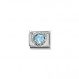 Nomination Kék szív ezüst színű charm 330603-006