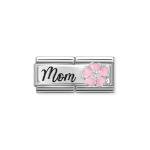 Nomination Mom dupla ezüst charm rózsaszín virággal 330734-20