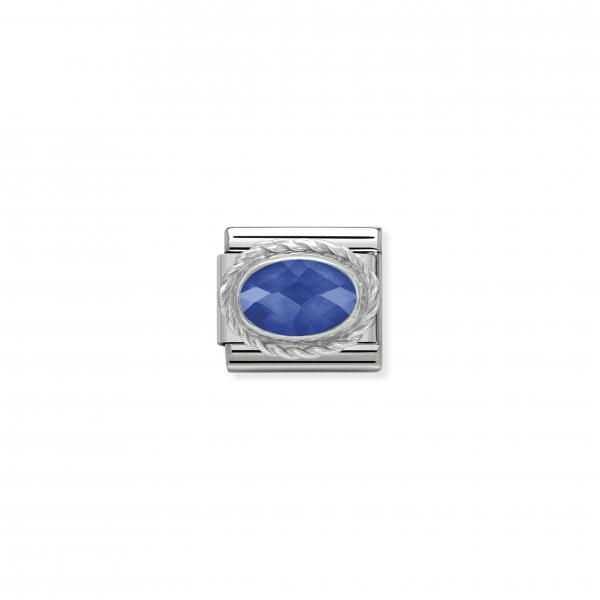 Nomination Ovális kék cirkónia ezüst foglalatban charm 330604-007