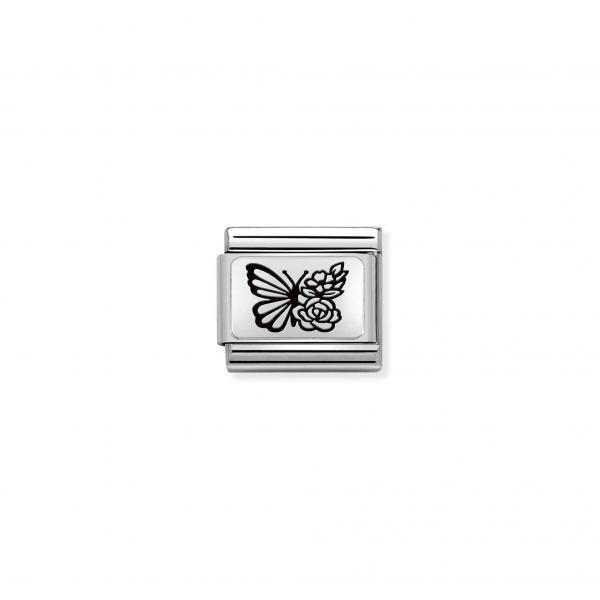 Nomination Pillangó és virágok ezüst színű charm 330111-22
