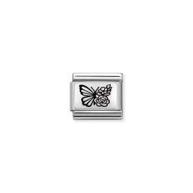 Nomination Pillangó és virágok ezüst színű charm 330111-22