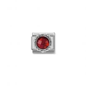 Nomination Piros kő ezüst foglalatban charm 330601-005