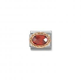 Nomination Piros ovális cirkónia csavart rozé foglalatban charm 430603-005