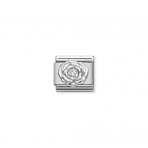 Nomination Rózsa ezüst színű charm cirkóniával 330311-12