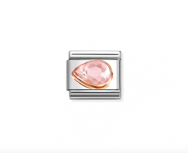 Nomination Rózsaszín balos könnycsepp rozé foglalatban charm  430605-003