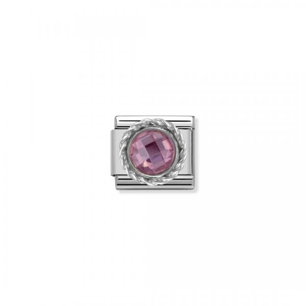 Nomination Rózsaszín kő ezüst foglalatban charm 330601-003
