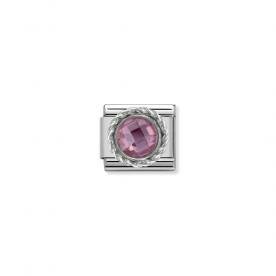Nomination Rózsaszín kő ezüst foglalatban charm 330601-003