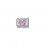 Nomination Rózsaszín szív ezüst színű charm 330603-003