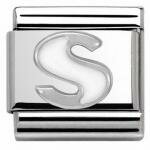 Nomination S betű ezüst charm tűzzománccal 330205-19