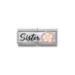 Nomination Sister dupla ezüst charm rózsaszín virággal 330734-15