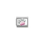 Nomination Tappancs ezüst charm rózsaszín tűzzománccal 330321-13