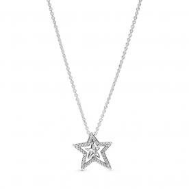 Pandora ékszer  Aszimmetrikus csillag ezüst nyaklánc 390020C01-45