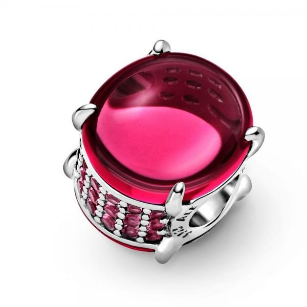 Pandora ékszer  Fukszia ovális cabochon ezüst charm 799309C01