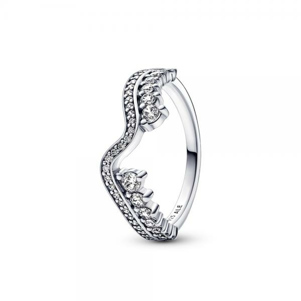 Pandora ékszer  Szikrázó aszimmetrikus hullám ezüst gyűrű 