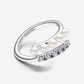 Pandora ékszer  Tenyésztett gyöngyök és kövek nyitott ezüst gyűrű 