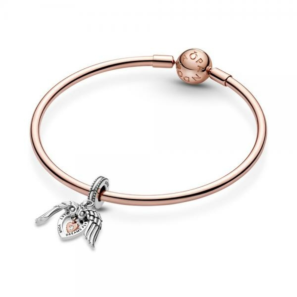 Pandora ékszer 2021 Club Charm Angyalszárny és szív függő charm 789296C01