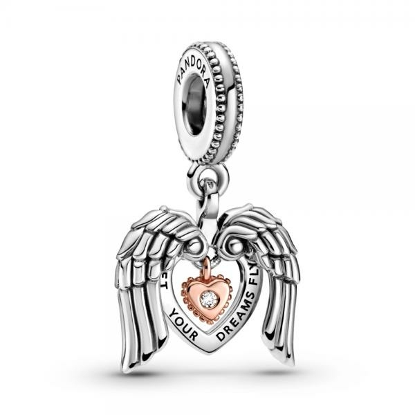 Pandora ékszer 2021 Club Charm Angyalszárny és szív függő charm 789296C01