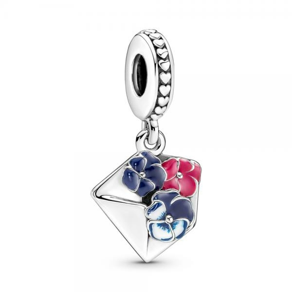 Pandora ékszer Árvácskák borítékban függő ezüst charm 790787C01