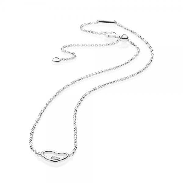 Pandora ékszer Aszimmetrikus szív ezüst nyaklánc 397797CZ-45