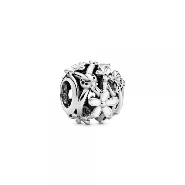 Pandora ékszer Áttört fehér százszorszép ezüst charm 798772C01