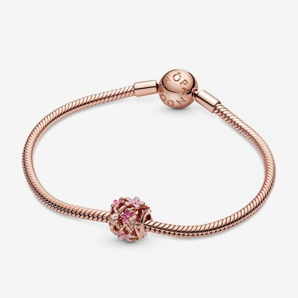 Pandora ékszer Áttört pink százszorszép rozé charm 788772C01