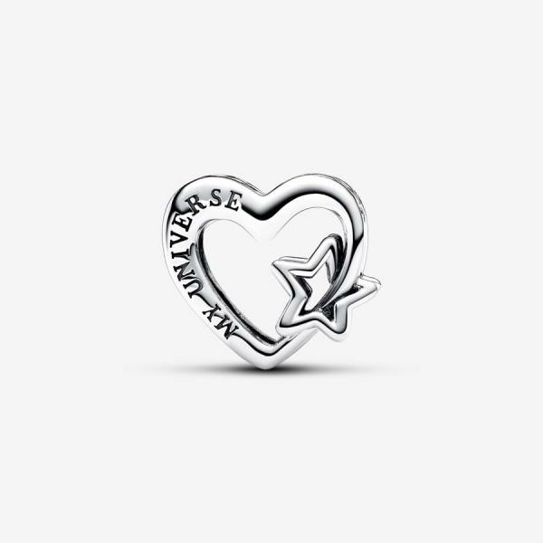 Pandora ékszer Áttört szív és csillag ezüst charm 792829C00