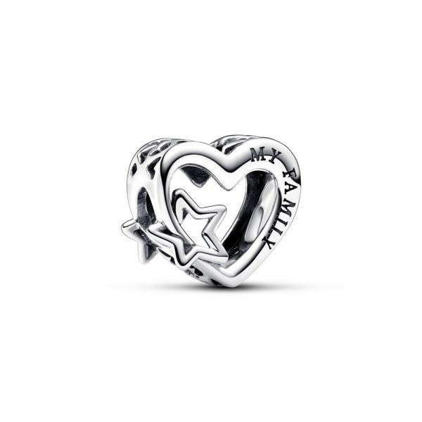 Pandora ékszer Áttört szív és csillag ezüst charm 792829C00