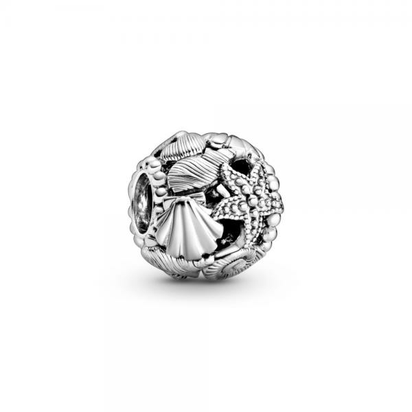 Pandora ékszer Áttört tengeri csillag kagyló szív ezüst charm 798950C00
