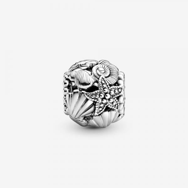 Pandora ékszer Áttört tengeri csillag kagyló szív ezüst charm 798950C00